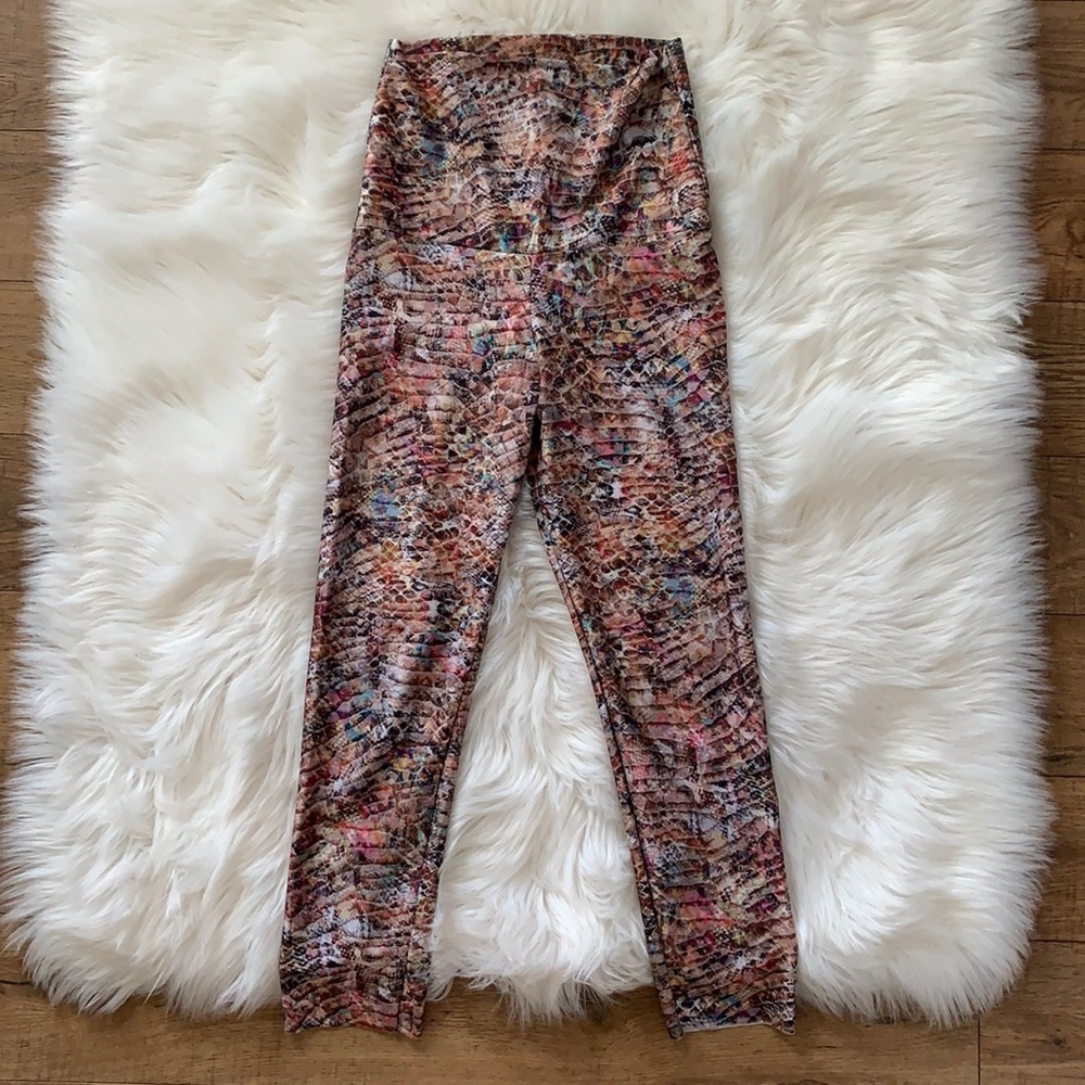Emily Hsu Designs Multicolor Snakeskin Print High Rise Leggings Womens XS